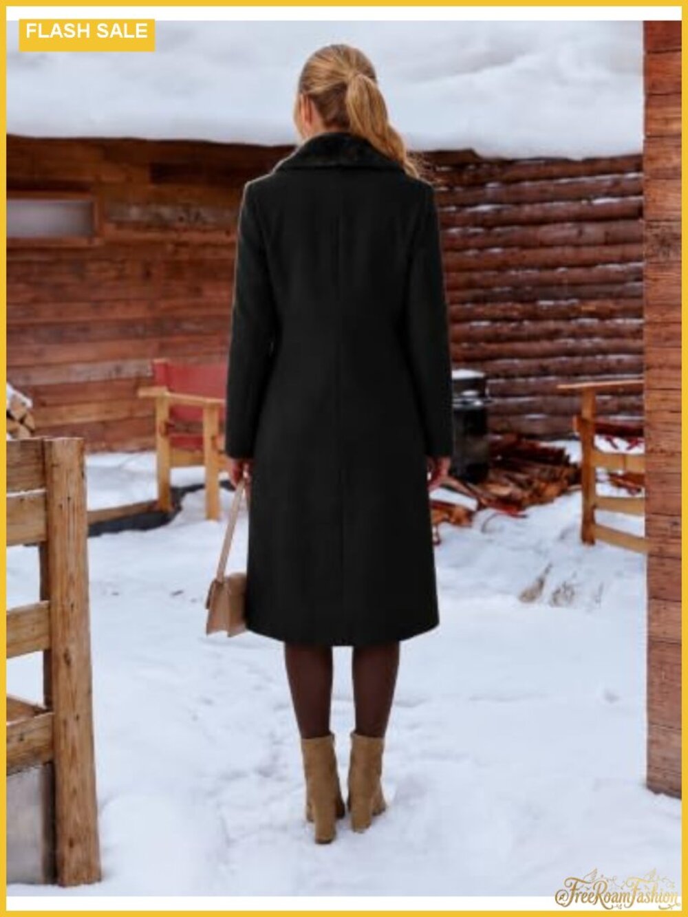 Wool Peacoat Double Breasted Long Winter Coat - Picture 3 of 4